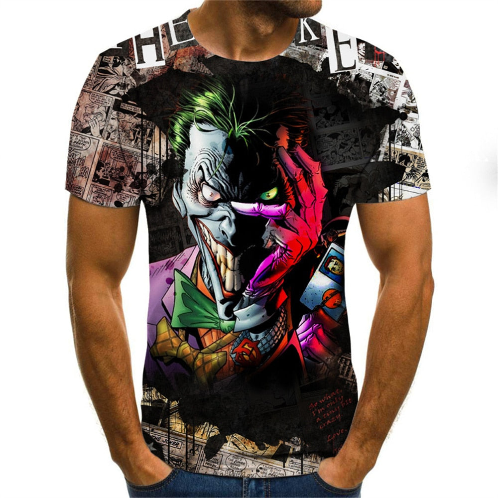 3D Printing Dark Evil Clown Pattern T-Shirts