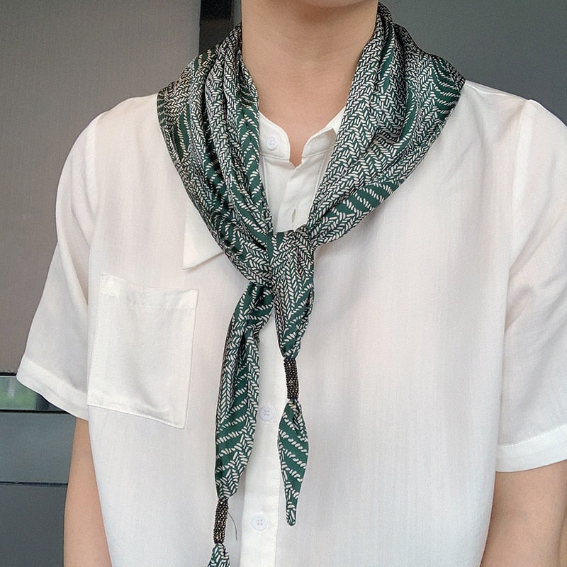 102*62cm Luxury Brand Printed Triangle chiffon Scarf