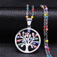 Bohemian Colorful Turkey Eyes Tree of Life Necklace