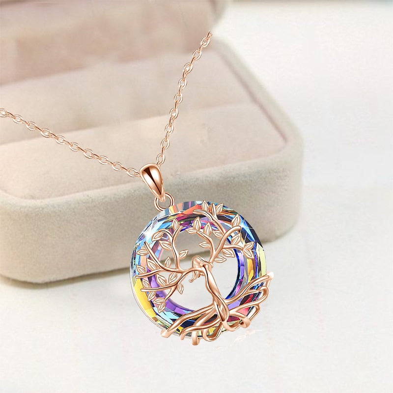 Tree of Knowledge Crystal Round Necklace