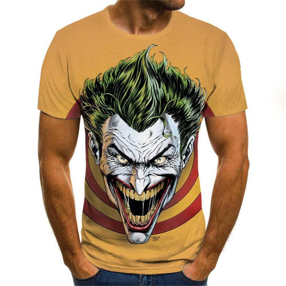 3D Printing Dark Evil Clown Pattern T-Shirts