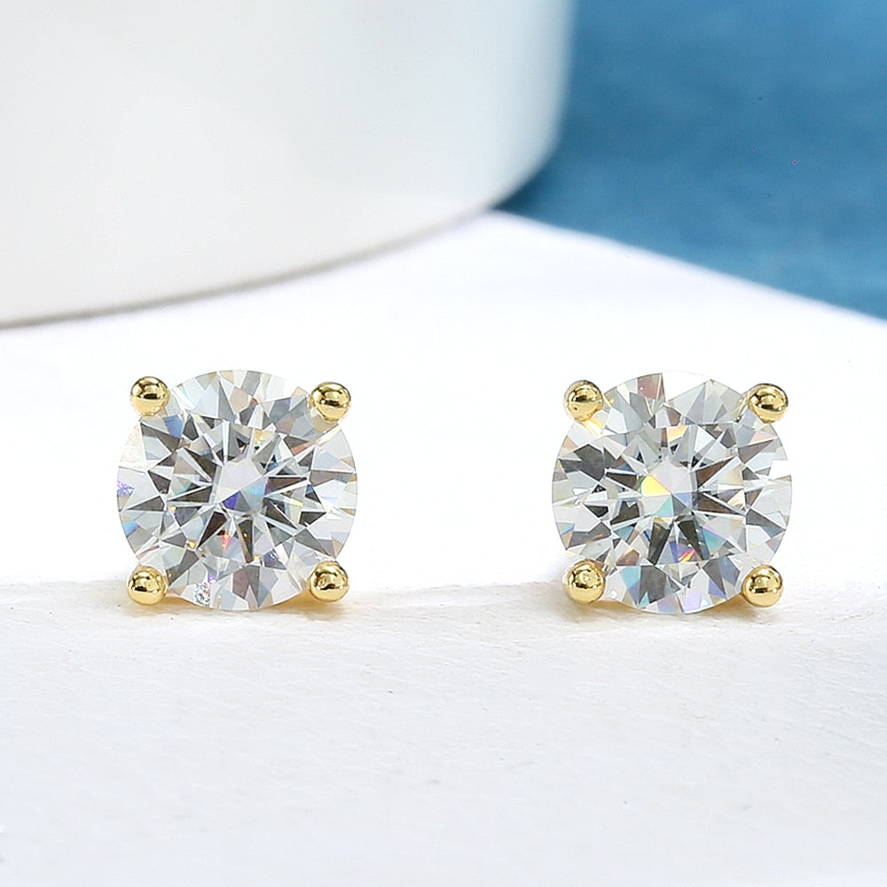 0.6-4 Carat 18K Gold 925 / Sterling Silver Moissanite Earrings