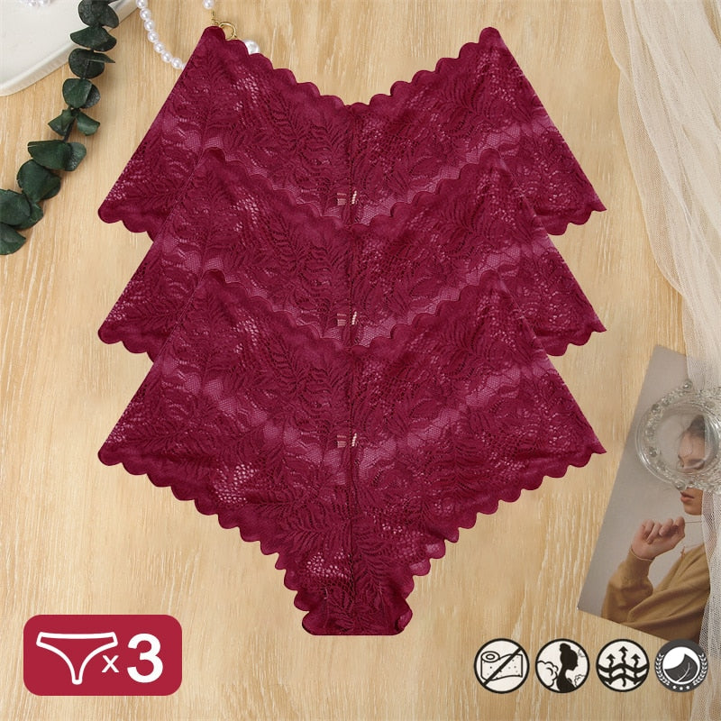 FINETOO 3PCS Lace Panties