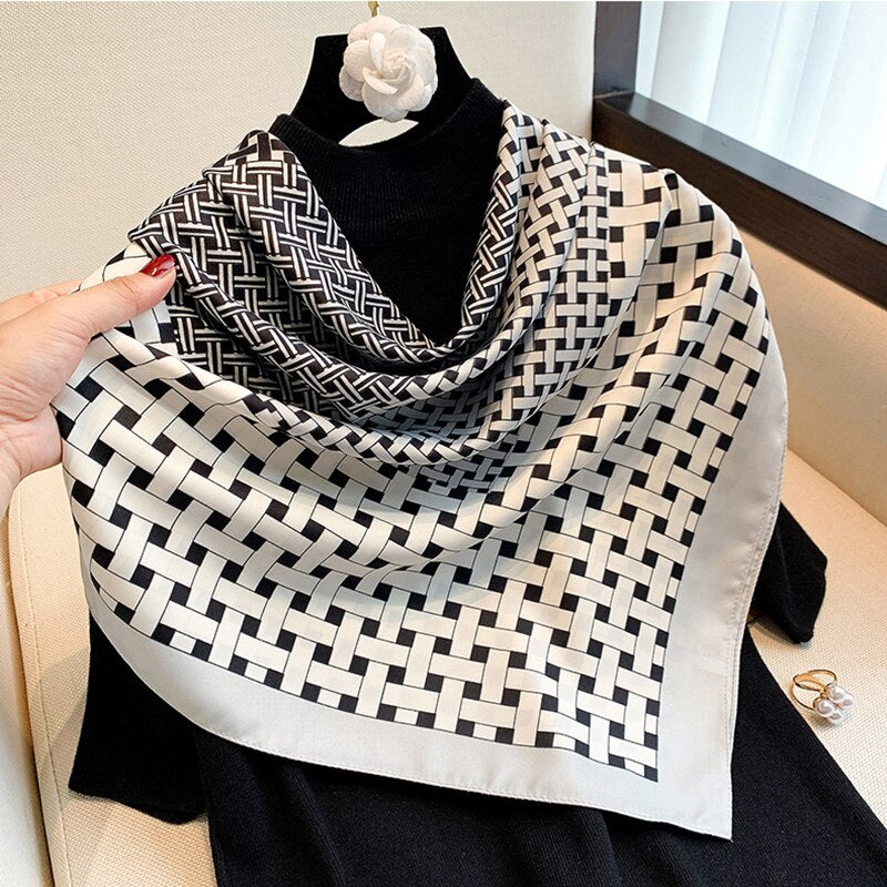 90*90cm Luxury Brand Colorful Twill Print Square Scarf