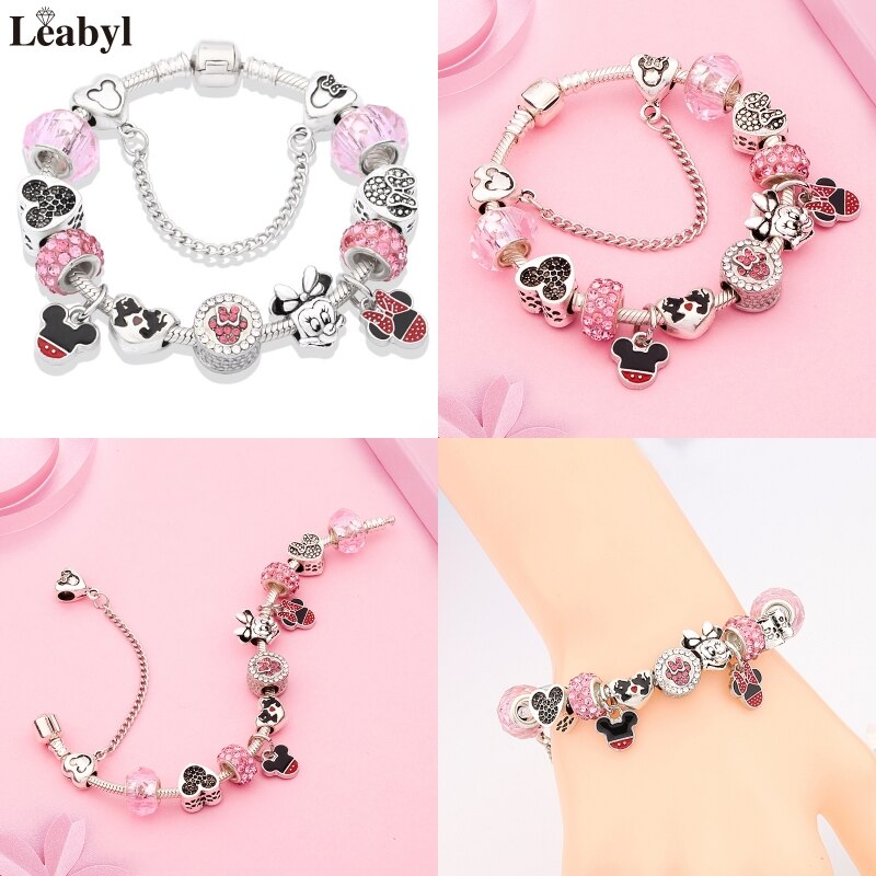 Leabyl Pink Enamel Crystal Bracelet