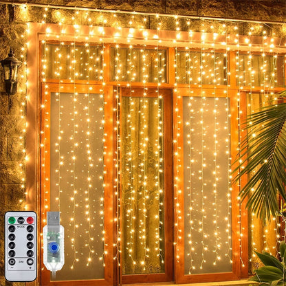 Curtain Lights Garland Merry Christmas Decorations