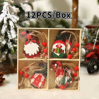 9/12 PCS  Christmas Wooden Pendants