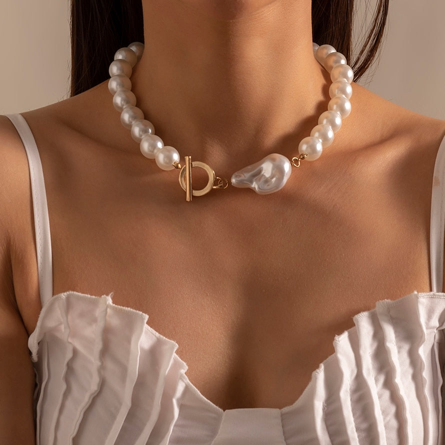 Vintage Baroque Pearl Heart Necklaces