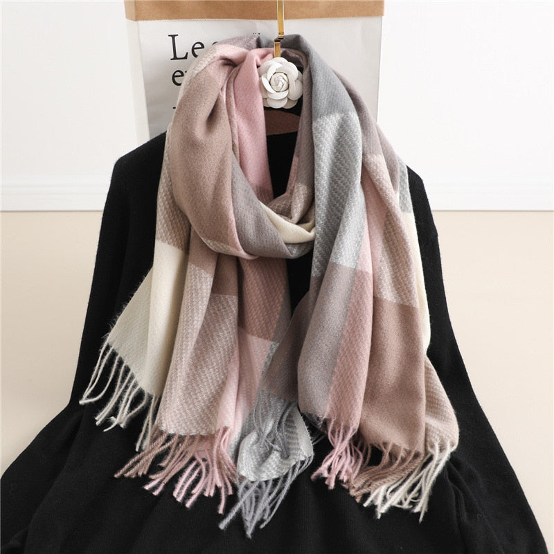 200*65cm Luxury Plaid Cashmere Long Pashmina Scarf