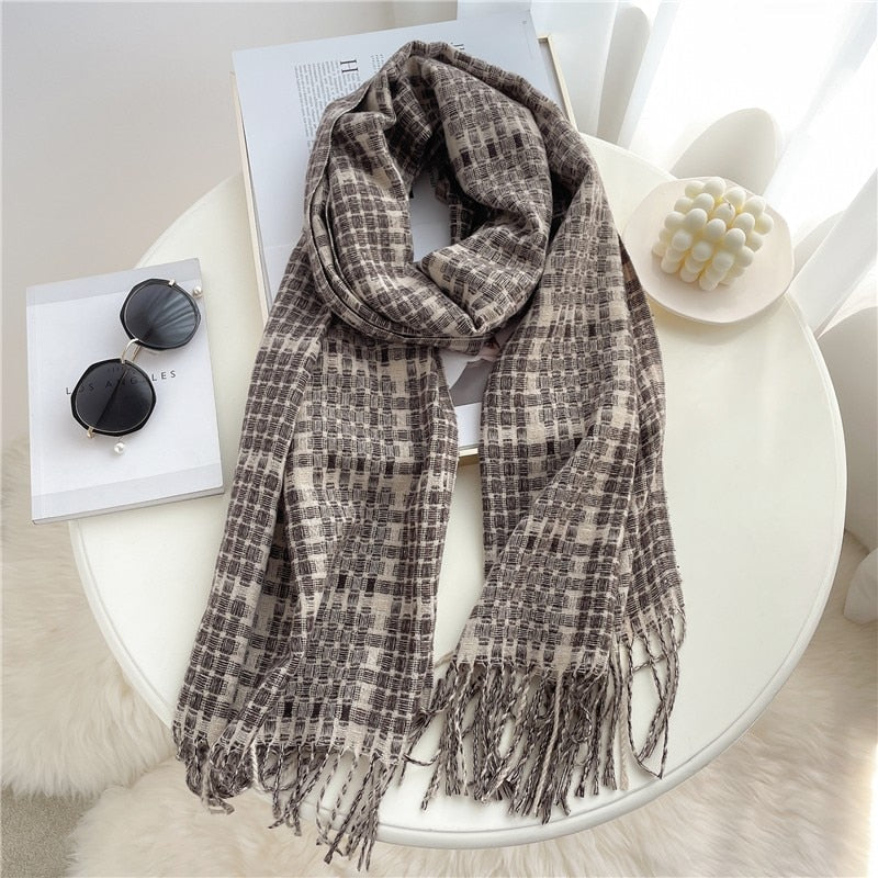 200*65cm Luxury Plaid Cashmere Long Pashmina Scarf