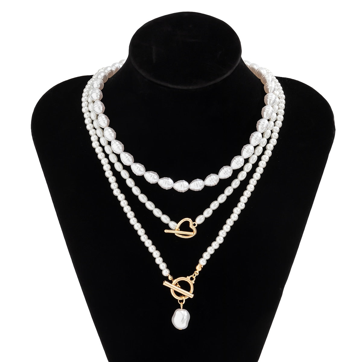 Vintage Baroque Pearl Heart Necklaces