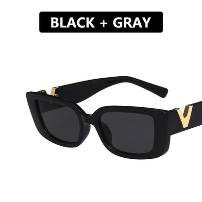 Retro Rectangle Brand Designer Vintage Small Frame Black Square Sunglasses