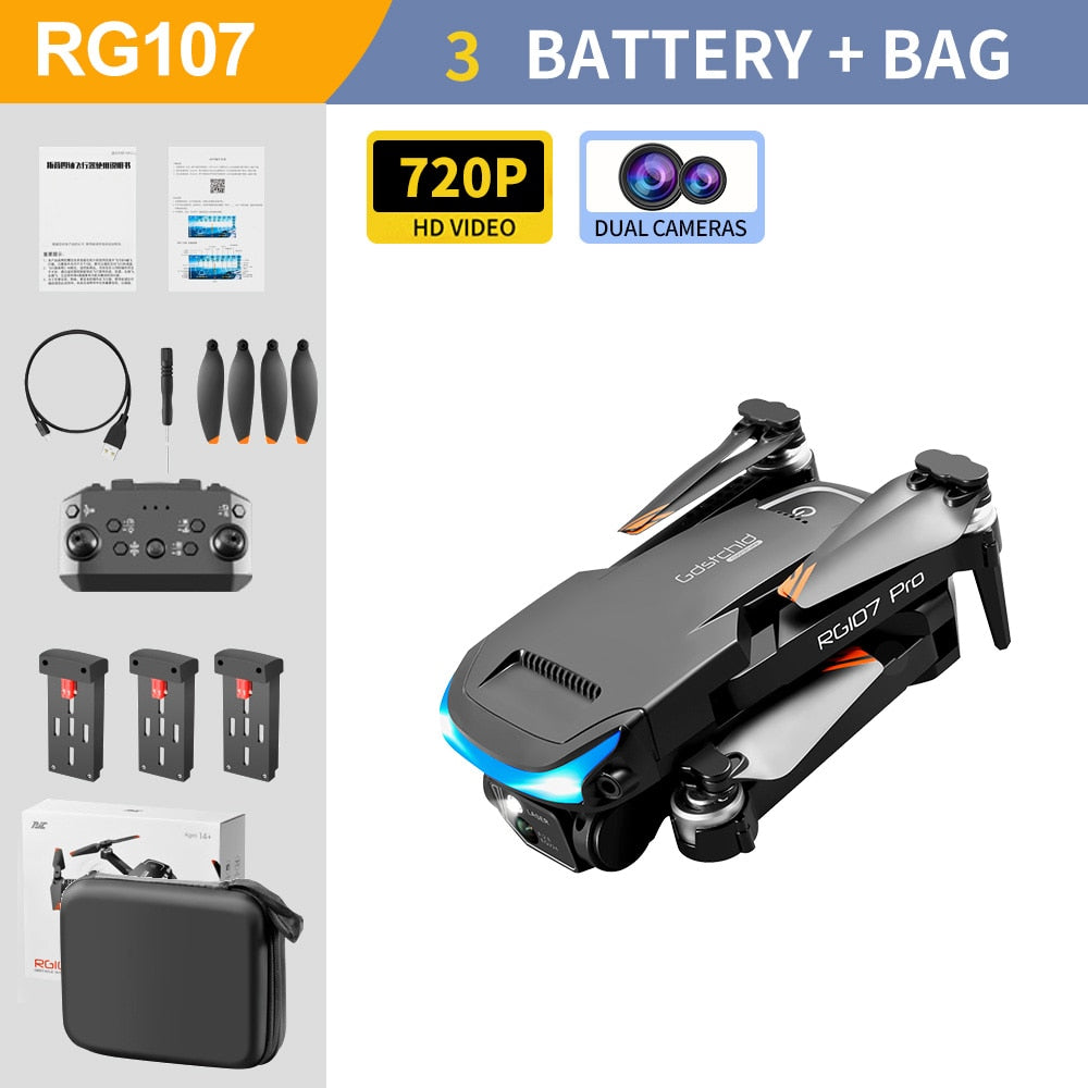 RG107 Pro 4k 3 Side, Obstacle Avoidance, HD Dual Camera WiFi fpv Drone