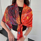 110*110cm Floral Printed Imitated Silk Scarf