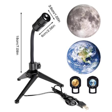 2 In 1 Galaxy Earth Moon Projection Lamp