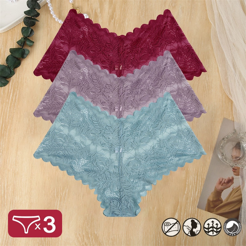 FINETOO 3PCS Lace Panties