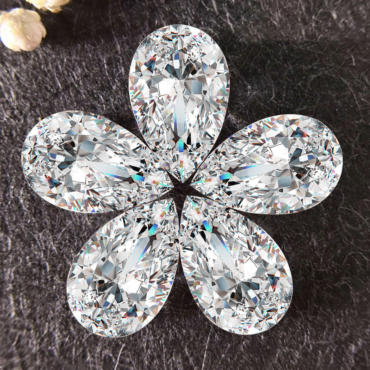 Pear Cut D Color VVS1 Moissanite, GRA