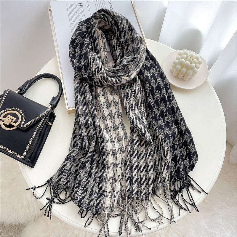 200*65cm Luxury Plaid Cashmere Long Pashmina Scarf