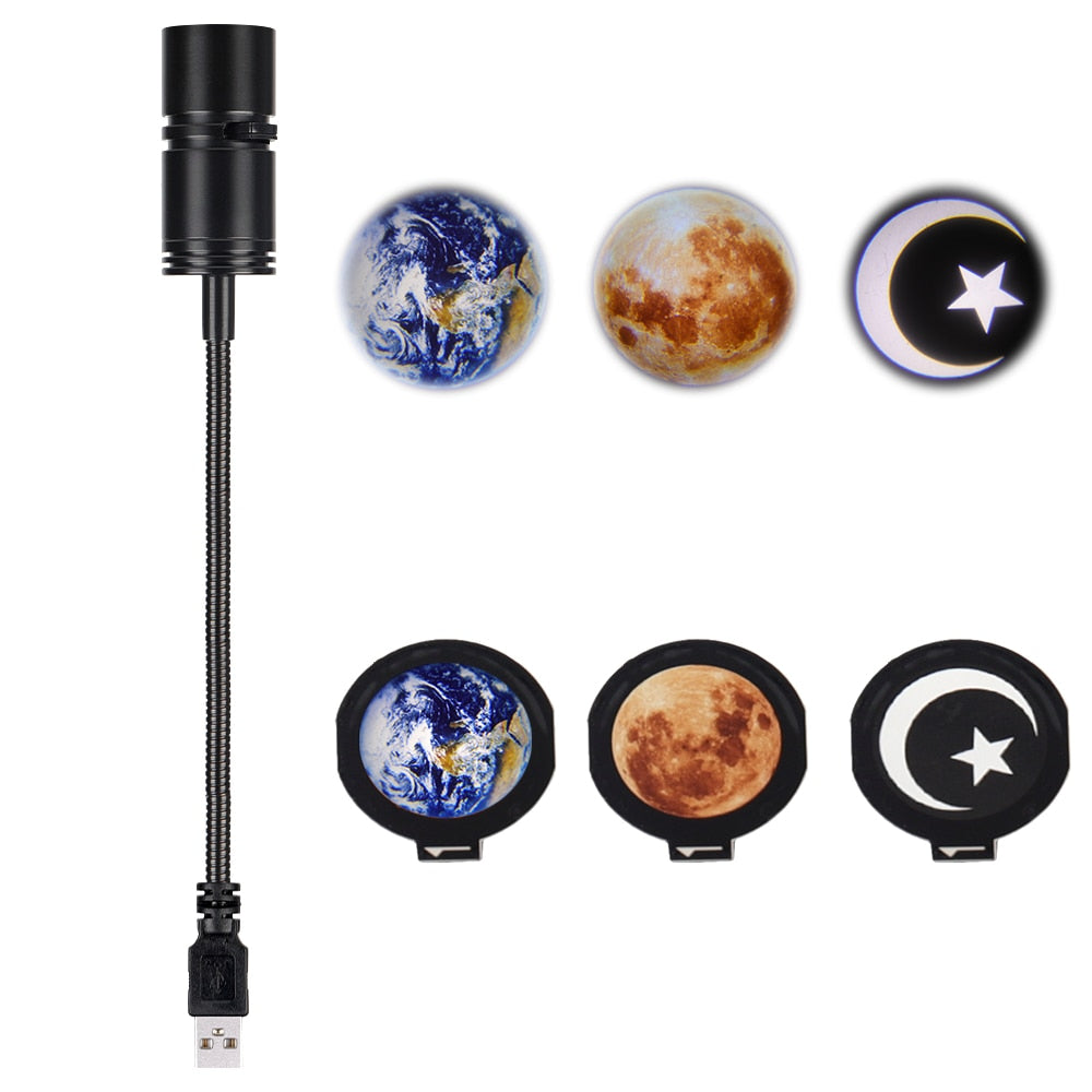 2 In 1 Galaxy Earth Moon Projection Lamp