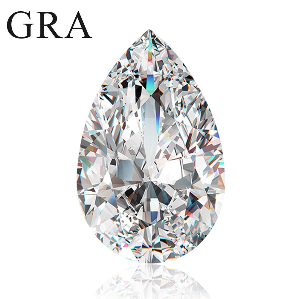 Pear Cut D Color VVS1 Moissanite, GRA