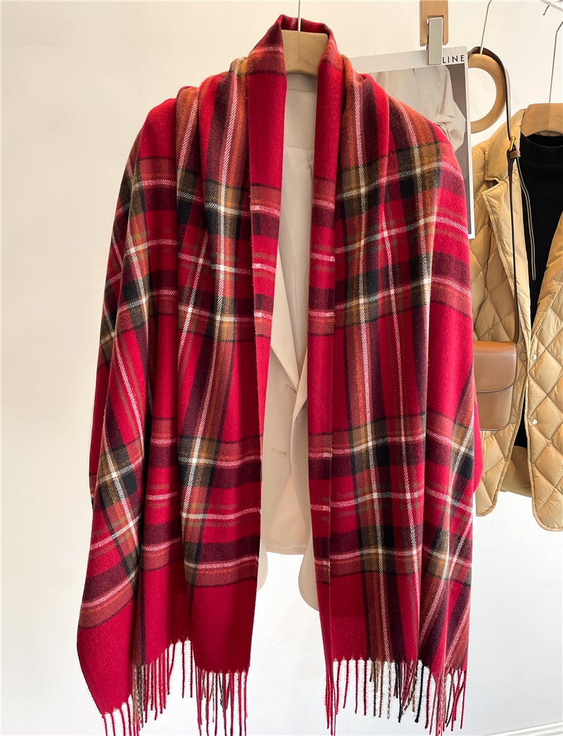 200*65cm Luxury Plaid Cashmere Long Pashmina Scarf