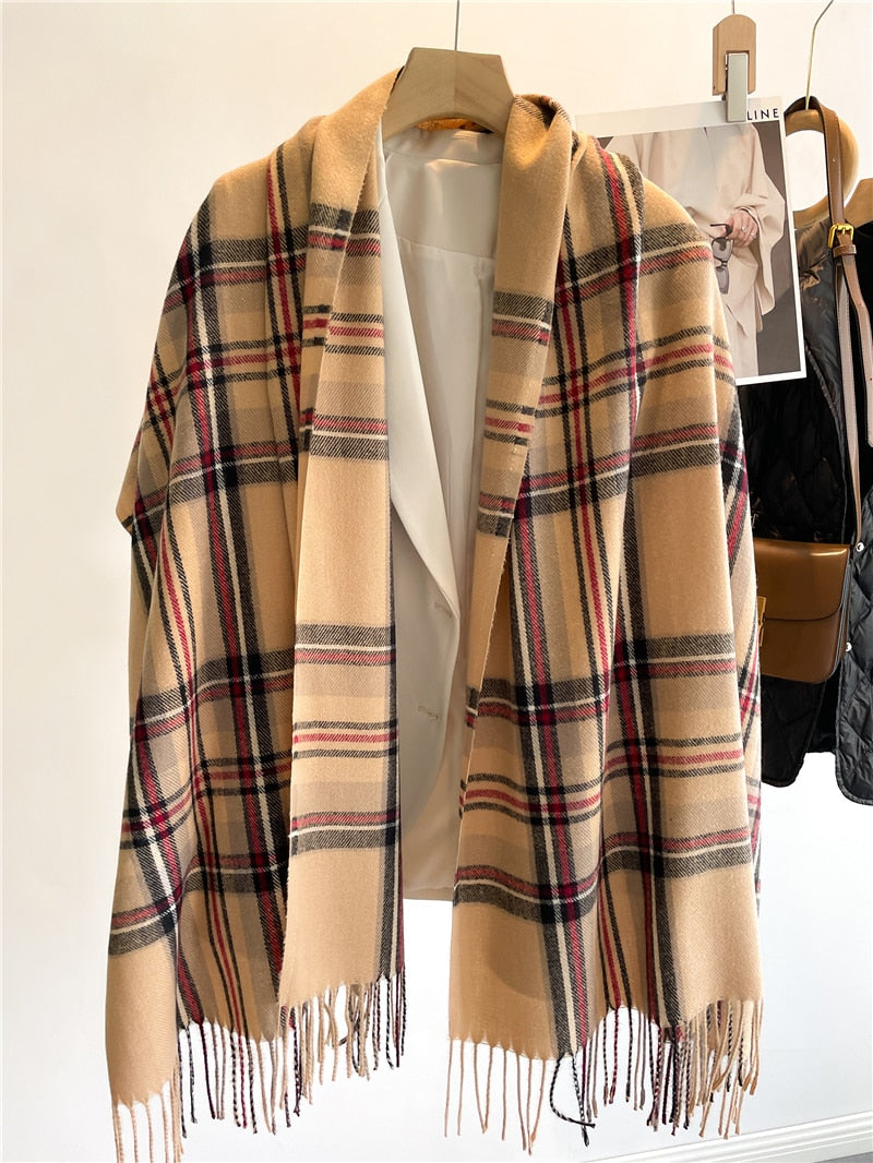 200*65cm Luxury Plaid Cashmere Long Pashmina Scarf