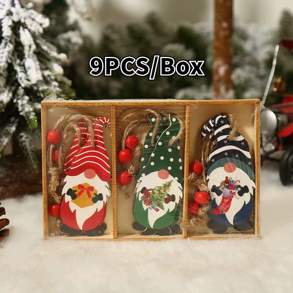 9/12 PCS  Christmas Wooden Pendants