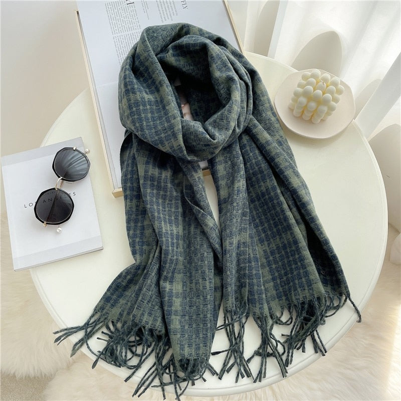 200*65cm Luxury Plaid Cashmere Long Pashmina Scarf