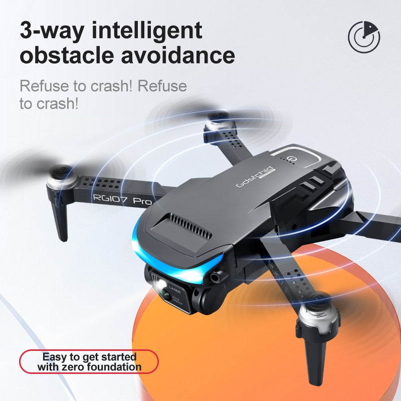 RG107 Pro 4k 3 Side, Obstacle Avoidance, HD Dual Camera WiFi fpv Drone