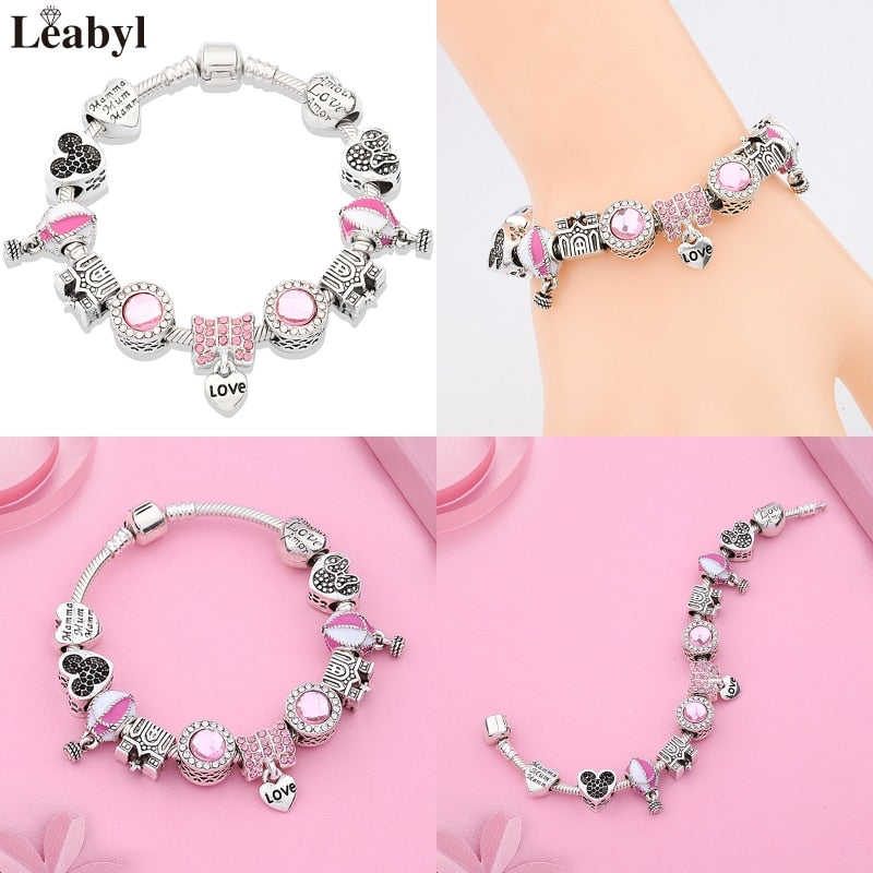 Leabyl Pink Enamel Crystal Bracelet