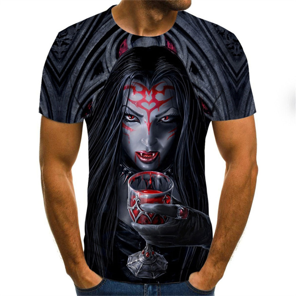 3D Printing Dark Evil Clown Pattern T-Shirts