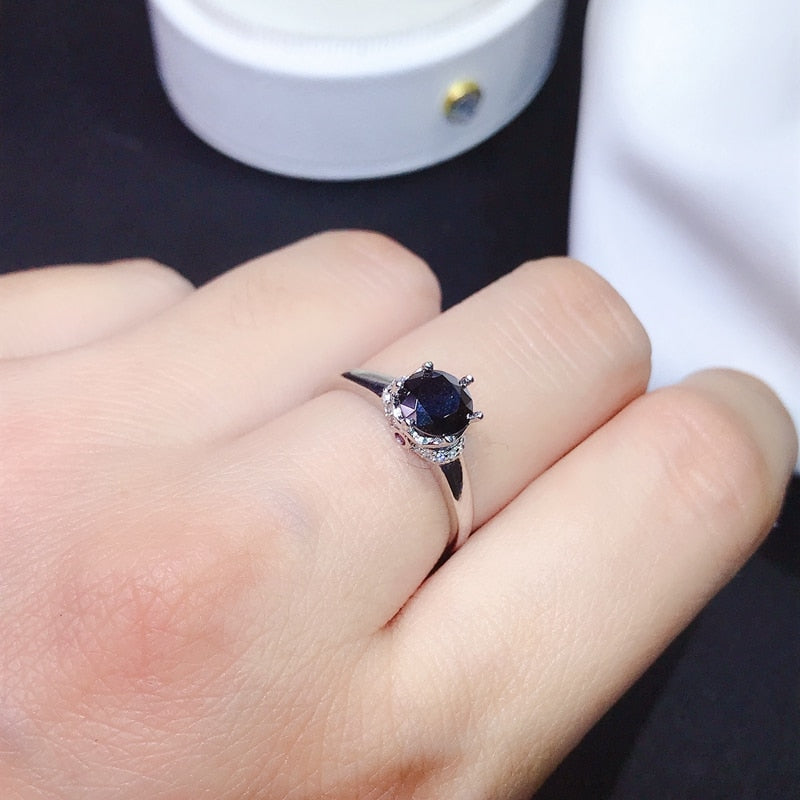 1 CT Black Moissanite, 925 Sterling silver, D VVS1 Ring, GRA