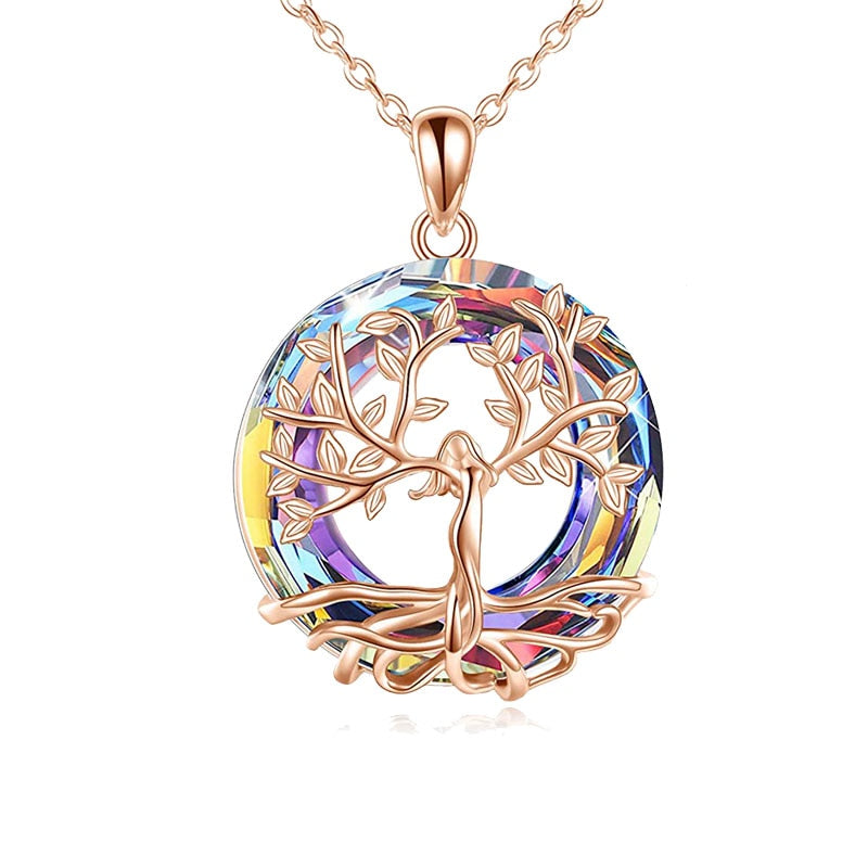 Tree of Knowledge Crystal Round Necklace