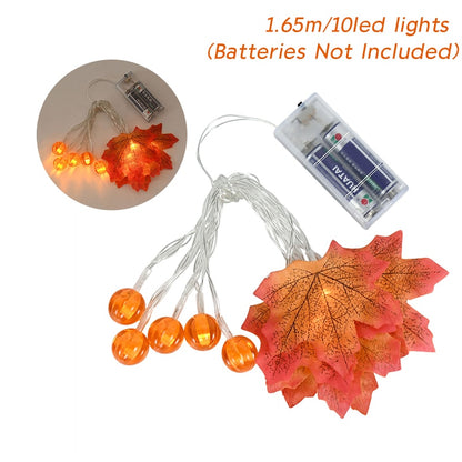 Autumn Maple Leaves Pumpkin Garland Led