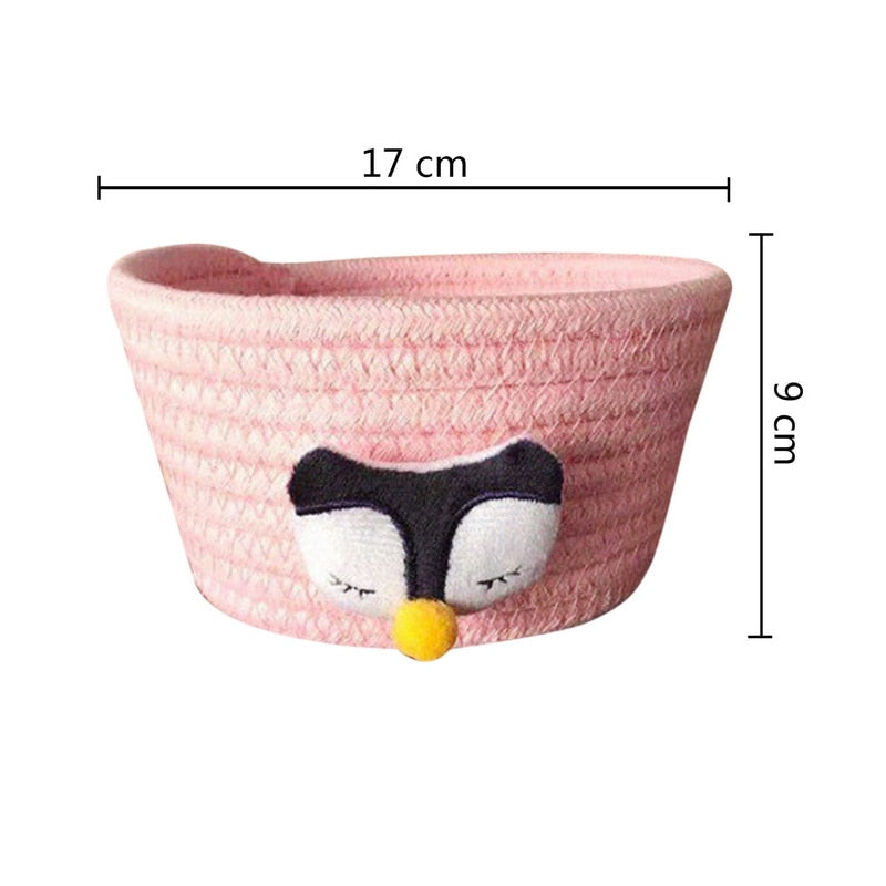 Cartoon Animals Hand Woven Storage Basket Kids Toys