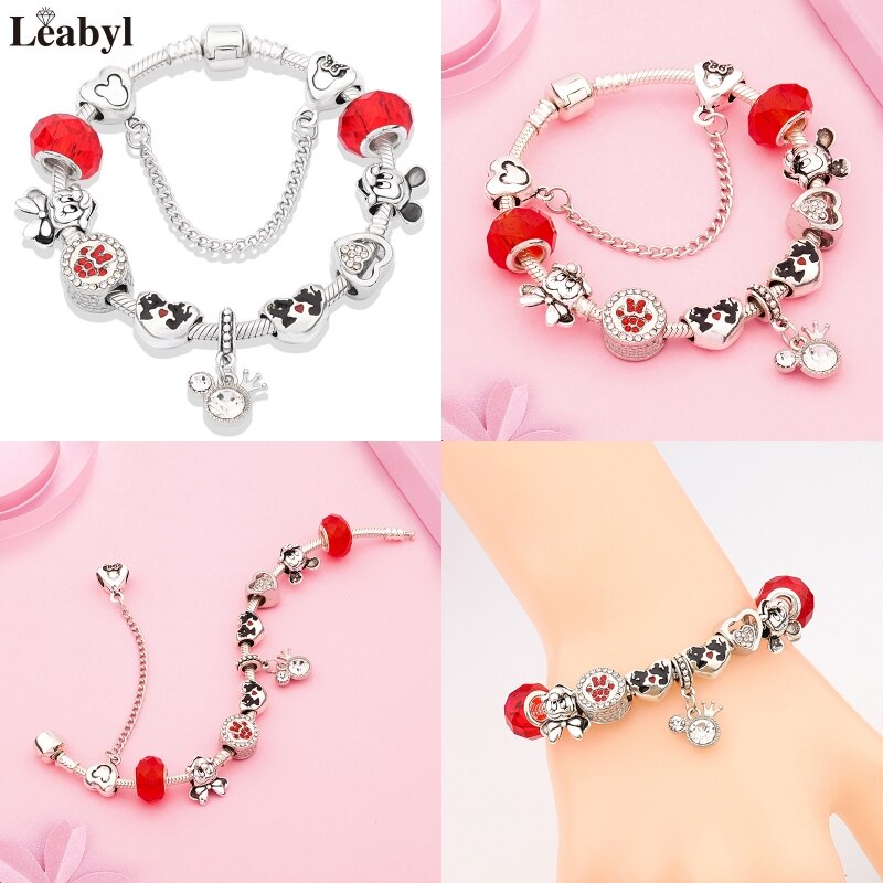 Leabyl Pink Enamel Crystal Bracelet