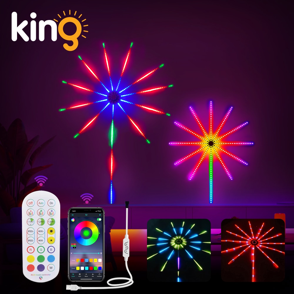 Remote Control Firework Lights LED Strip Music Sound  Sync Color Changing