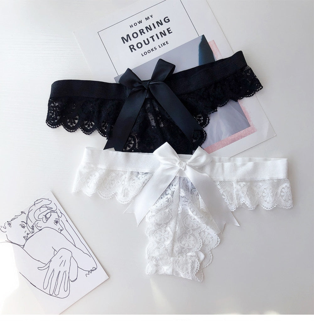 Black & White Lace Thongs