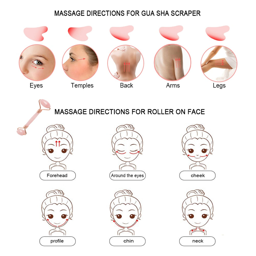 Face Massage Jade Roller Rose Quartz Natural Stone