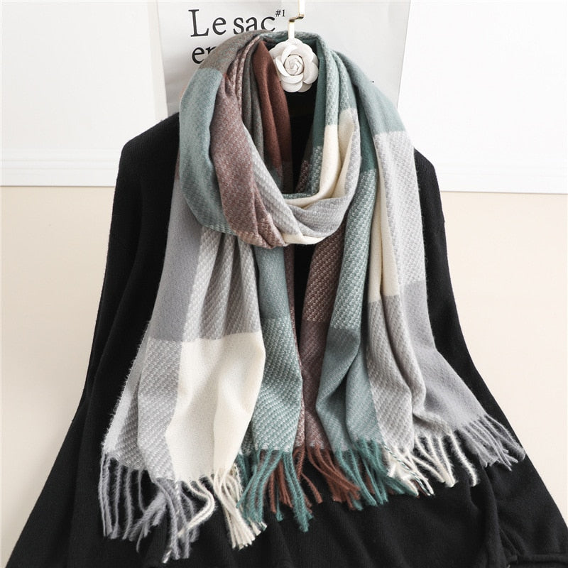 200*65cm Luxury Plaid Cashmere Long Pashmina Scarf