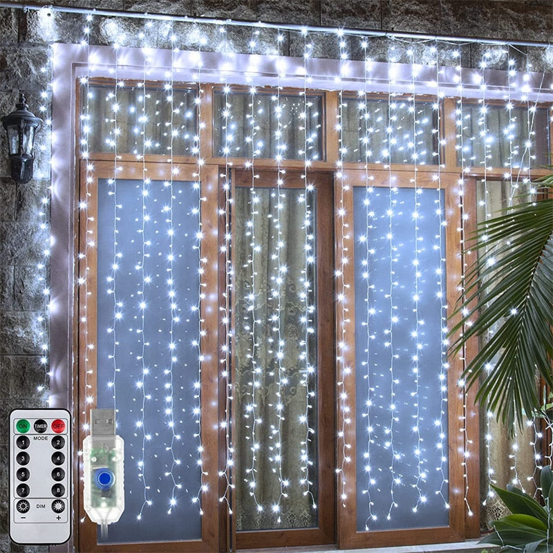 Curtain Lights Garland Merry Christmas Decorations