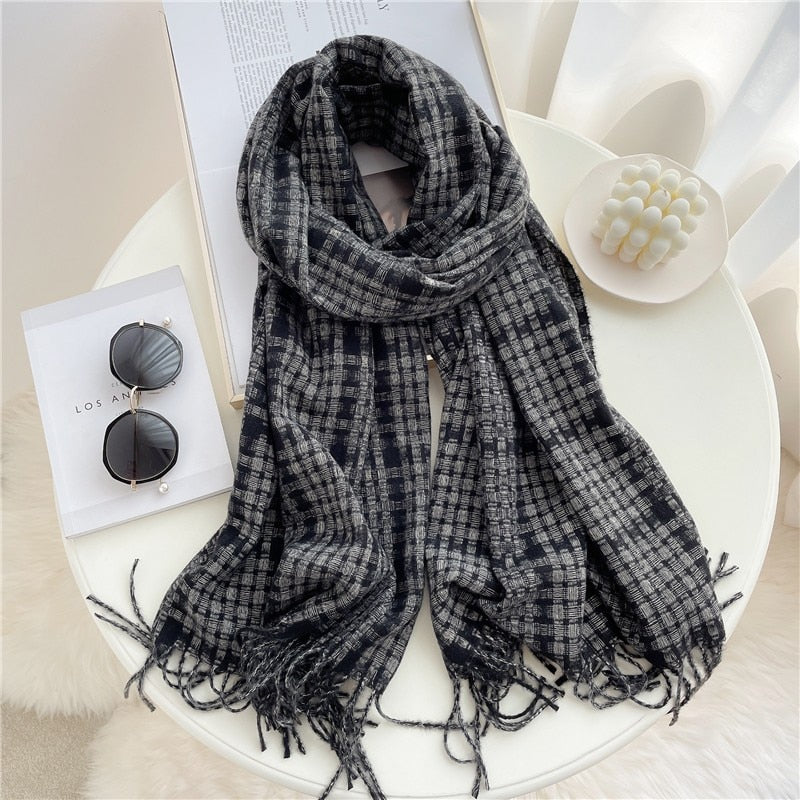 200*65cm Luxury Plaid Cashmere Long Pashmina Scarf