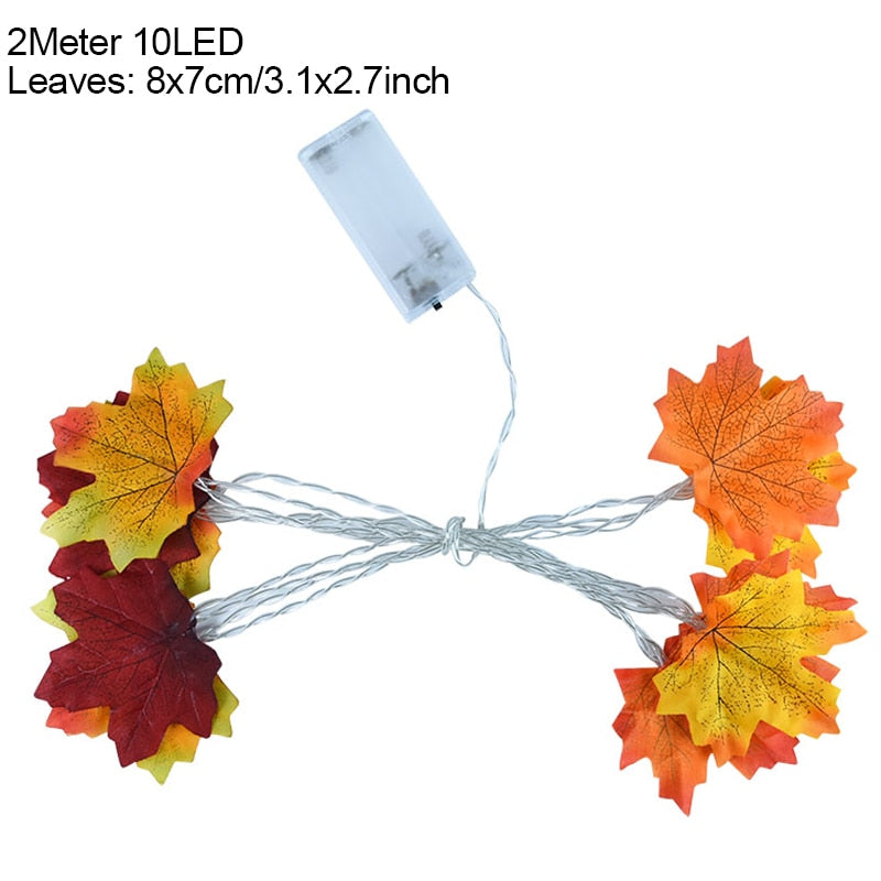 Autumn Maple Leaves Pumpkin Garland Led