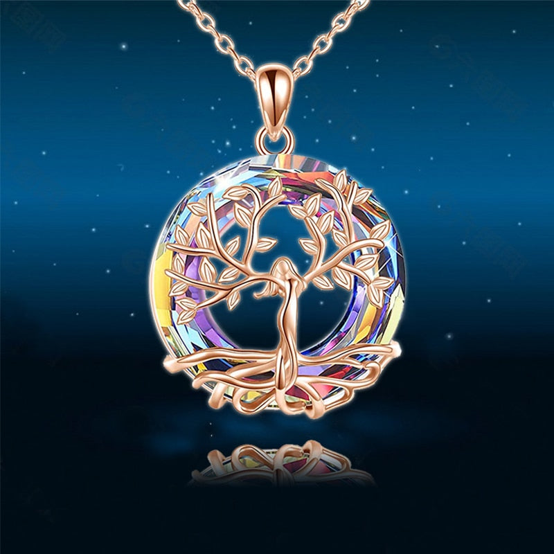 Tree of Knowledge Crystal Round Necklace