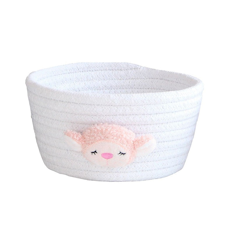 Cartoon Animals Hand Woven Storage Basket Kids Toys