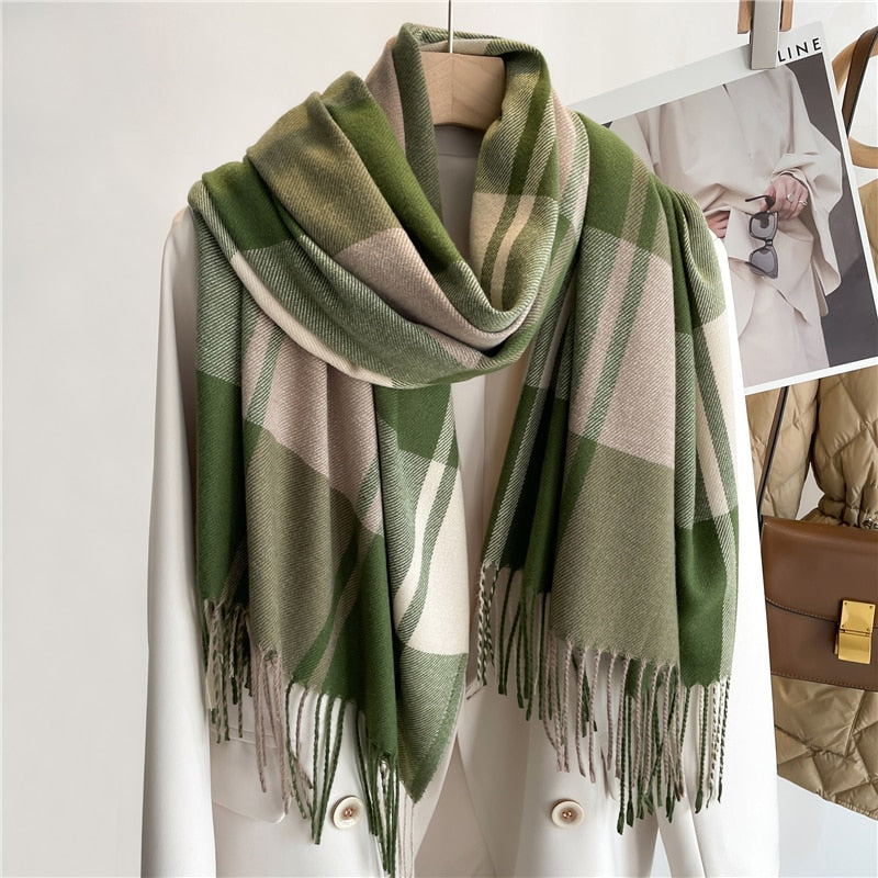 200*65cm Luxury Plaid Cashmere Long Pashmina Scarf