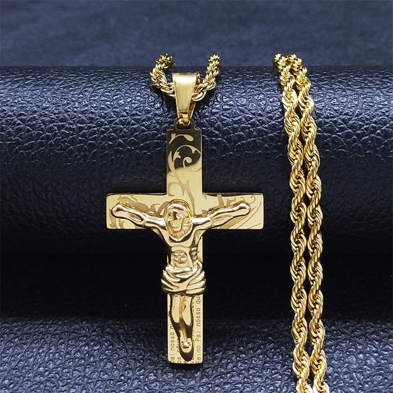 Jesus Stainless Steel Cross Necklace