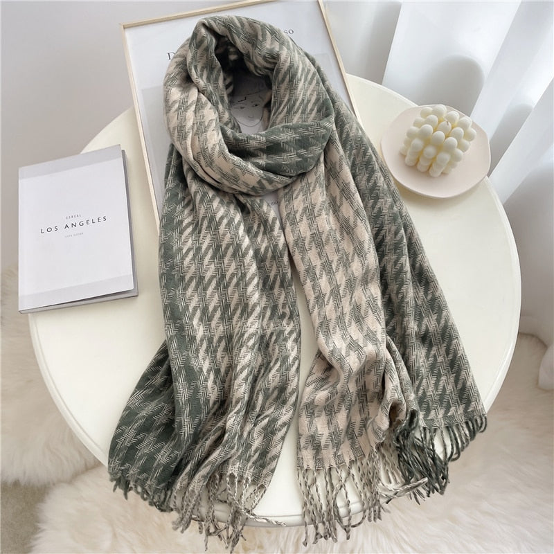 200*65cm Luxury Plaid Cashmere Long Pashmina Scarf