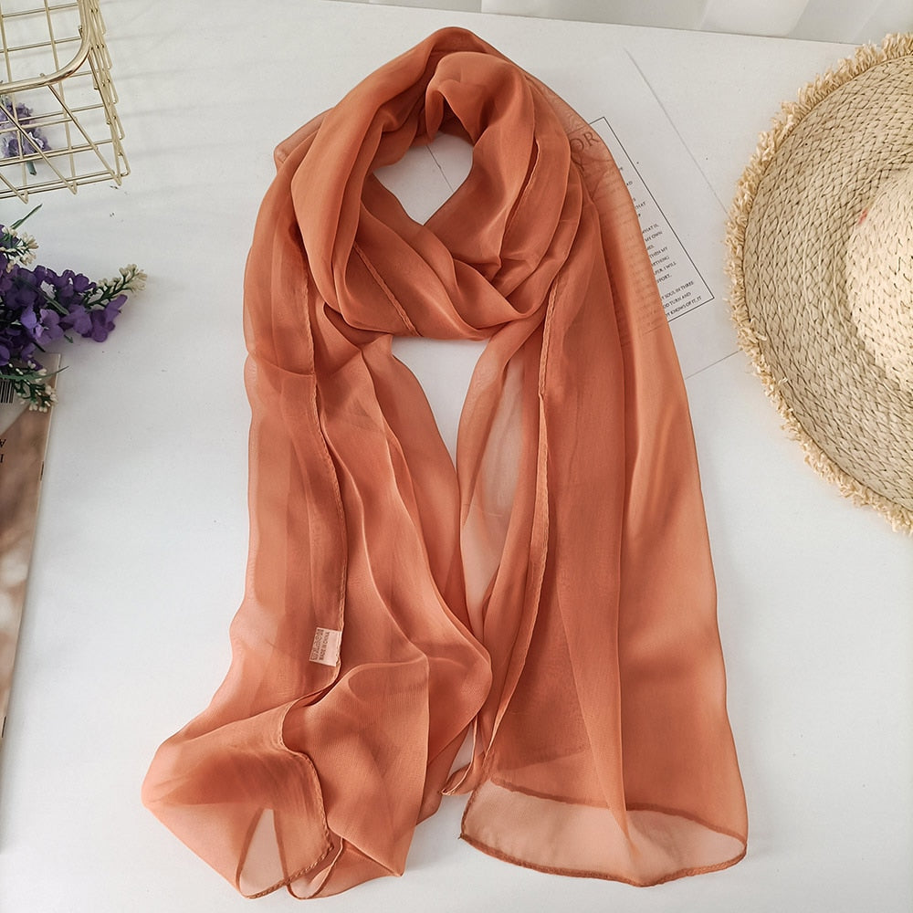 50*160cm Foulard Gradient Solid Color Georgette Shawl