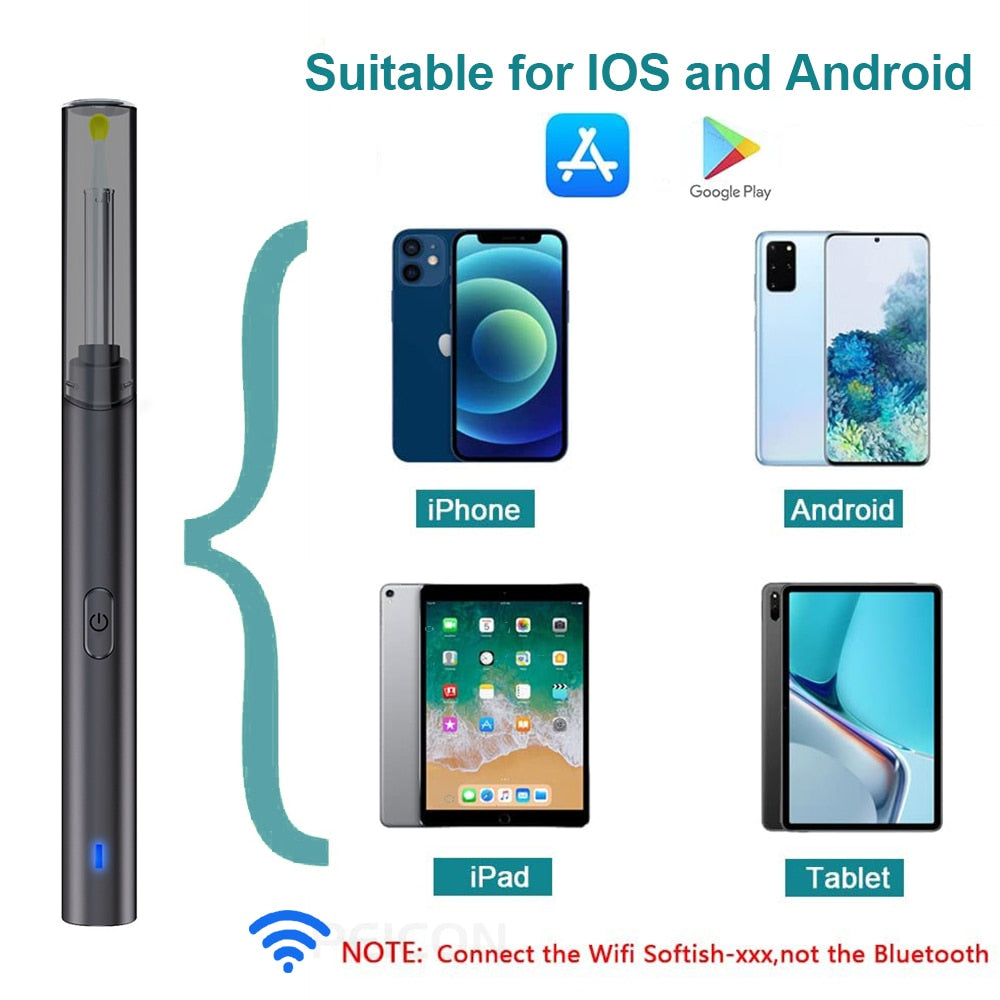 Ear Wax Removal With Camera Otoscope, Wireless WIFI For IOS Apple